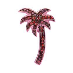 0.25 CTW Red Color Diamond Palm Tree Beach Pendant 10KT Rose Gold - REF-16Y4X