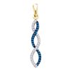 Image 1 : 0.10 CTW Blue Color Diamond Infinity Journey Love Pendant 10KT Yellow Gold - REF-8N9F