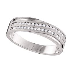 0.25 CTW Mens Diamond 2-Row Wedding Anniversary Ring 10KT White Gold - REF-44X9Y
