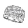 Image 1 : 0.40 CTW Mens Pave-set Diamond Rectangle Cluster Ring 10KT White Gold - REF-59Y9X