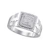 Image 1 : 0.33 CTW Mens Diamond Square Cluster Textured Ring 10KT White Gold - REF-41K3W