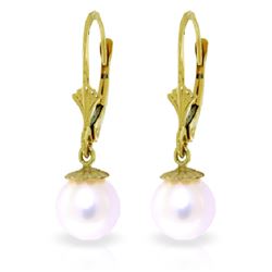 Genuine 4 ctw Pearl Earrings Jewelry 14KT Yellow Gold - REF-20A7K