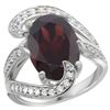 Image 1 : Natural 7.24 ctw garnet & Diamond Engagement Ring 14K White Gold - REF-144G3M