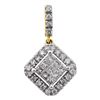 Image 1 : 0.33 CTW Princess Diamond Diagonal Square Cluster Pendant 14KT Yellow Gold - REF-32W9K