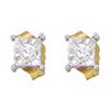 Image 1 : 0.12 CTW Diamond Square-shape Stud Earrings 10KT Yellow Gold - REF-10X5Y