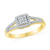 Image 1 : 0.25 CTW Diamond Square Cluster Split-shank Ring 10KT Yellow Gold - REF-22N4F