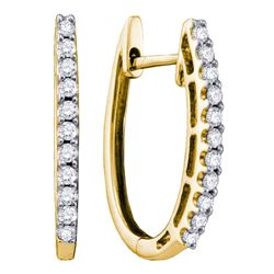 0.25 CTW Pave-set Diamond Single Row Hoop Earrings 14KT Yellow Gold - REF-37W5K