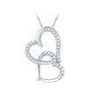 Image 1 : 0.10 CTW Diamond Linked Double Heart Pendant 10KT White Gold - REF-8X9Y