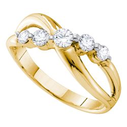 0.50 CTW Diamond 5-stone Crossover Ring 14KT Yellow Gold - REF-57F2N