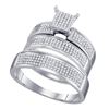 Image 1 : 0.53 CTW His & Hers Diamond Cluster Matching Bridal Ring 10KT White Gold - REF-52H4M