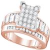 Image 1 : 1.01 CTW Diamond Rectangle Cluster Bridal Engagement Ring 10KT Rose Gold - REF-67H4M