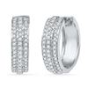 Image 1 : 0.50 CTW Diamond Hoop Earrings 10KT White Gold - REF-48W7K