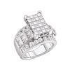 Image 1 : 3 CTW Princess Diamond Cluster Bridal Engagement Ring 14KT White Gold - REF-274H4M