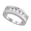 Image 1 : 1 CTW Mens Channel-set Diamond Single Row Wedding Ring 10KT White Gold - REF-139H5M