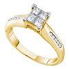Image 1 : 0.63 CTW Princess Diamond Cluster Bridal Engagement Ring 14KT Yellow Gold - REF-109X4Y