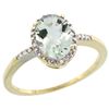 Image 1 : Natural 1.2 ctw Green-amethyst & Diamond Engagement Ring 14K Yellow Gold - REF-23Y2X