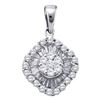Image 1 : 0.75 CTW Diamond Square Cluster Pendant 14KT White Gold - REF-57F2N