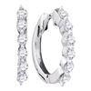 Image 1 : 0.25 CTW Pave-set Diamond Hoop Earrings 14KT White Gold - REF-22M4H