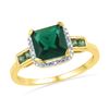 Image 1 : 0.21 CTW Princess Created Emerald Solitaire Ring 10KT Yellow Gold - REF-14K9W