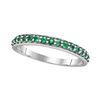 Image 1 : 0.50 CTW Pave-set Emerald Single Row Ring 14KT White Gold - REF-24H2M