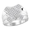 Image 1 : 0.33 CTW Mens Diamond Diagonal Square Cluster Ring 10KT White Gold - REF-37Y5X