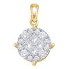 Image 1 : 0.50 CTW Princess Diamond Soliel Cluster Pendant 14KT Yellow Gold - REF-44X9Y