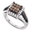 Image 1 : 1 CTW Princess Cognac-brown Color Diamond Cocktail Ring 14KT White Gold - REF-75W2K
