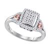 Image 1 : 0.33 CTW Diamond Square Cluster Heart-Ring 10KT Two-tone Gold - REF-30W2K