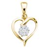 Image 1 : 0.08 CTW Diamond Flower Cluster Heart Pendant 10KT Yellow Gold - REF-10M5H