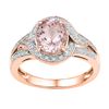 Image 1 : 1.63 CTW Oval Natural Morganite Solitaire Diamond Ring 10KT Rose Gold - REF-67W4K