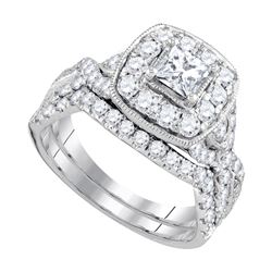 1.97 CTW Princess Diamond Bridal Engagement Ring 14KT White Gold - REF-269X9Y