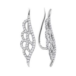 0.33 CTW Diamond Winged Climber Earrings 10KT White Gold - REF-22W4K