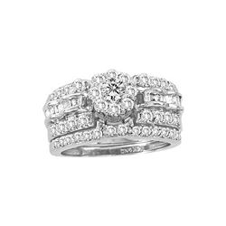 1.38 CTW Diamond Cluster Bridal Engagement Ring 14KT White Gold - REF-132N2F