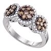 Image 1 : 1.05 CTW Cognac-brown Color Diamond Cluster Ring 10KT White Gold - REF-67W4K