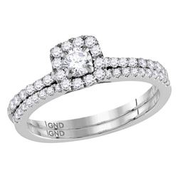 0.75 CTW Diamond Halo Bridal Wedding Engagement Ring 14KT White Gold - REF-89Y9X