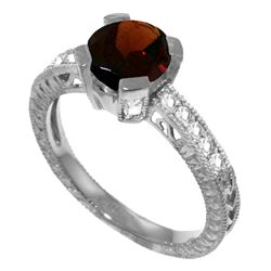 Genuine 1.80 ctw Garnet & Diamond Ring Jewelry 14KT White Gold - REF-98N3R