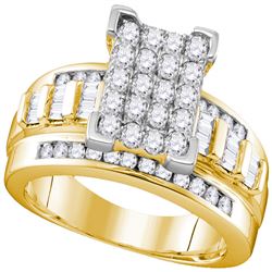 2 CTW Diamond Cluster Bridal Engagement Ring 10KT Yellow Gold - REF-120F2N