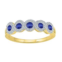 0.56 CTW Created Blue Sapphire Ring 10KT Yellow Gold - REF-22Y4X