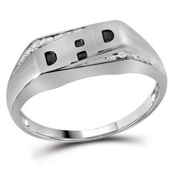 0.01 CTW Mens Diamond Dad Ring 10KT White Gold - REF-14W9K