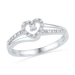 0.06 CTW Diamond Heart Love Promise Bridal Ring 10KT White Gold - REF-12Y8X