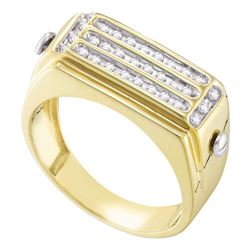 0.26 CTW Mens Diamond Cluster Ring 10KT Yellow Gold - REF-33W7K