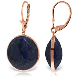 Genuine 46 ctw Sapphire Earrings Jewelry 14KT Rose Gold - REF-62Y3F