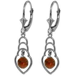 Genuine 1.25 ctw Garnet Earrings Jewelry 14KT White Gold - REF-25A6K