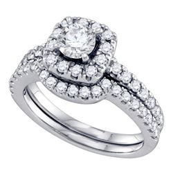 1.33 CTW Diamond Halo Bridal Engagement Ring 14KT White Gold - REF-224M9H