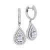 Image 1 : 1.1 CTW Princess Diamond Teardrop Cluster Earrings 14KT White Gold - REF-134F9N