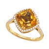 Image 1 : 2.77 CTW Diagonal Cushion Citrine Solitaire Diamond Ring 14KT Yellow Gold - REF-63Y2X