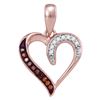 Image 1 : 0.05 CTW Red Color Diamond Heart Love Pendant 10KT Rose Gold - REF-8H9M