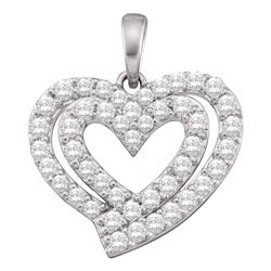 0.75 CTW Diamond Heart Love Pendant 10KT White Gold - REF-59H9M