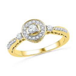 0.40 CTW Diamond Solitaire Halo Bridal Engagement Ring 10KT Yellow Gold - REF-34N4F