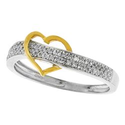 0.15 CTW Diamond Heart Love Ring 10KT Two-tone Gold - REF-19W4K